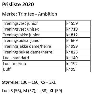 Du kan bestille jakke, bukse, vest, lue og buff. Alle med klubbnavnet Oppsal Ski.


